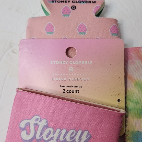Stoney Clover Lane Can Drink Sleeve Coozies Pink Tie Dye Set of 3 Strawberry - Picture 6 of 6